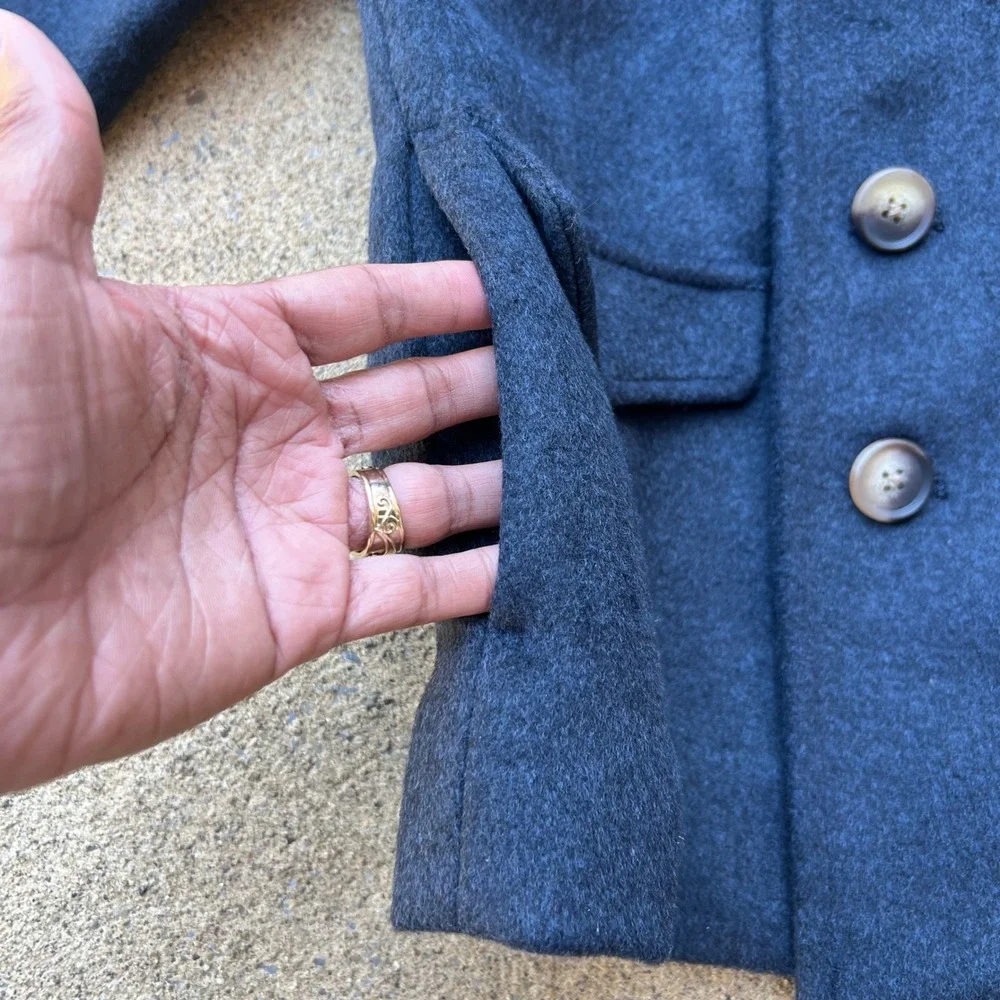 Cat & Jack Boys Navy Blue Double Breasted Pea Coat Jacket Size S 6/7 New